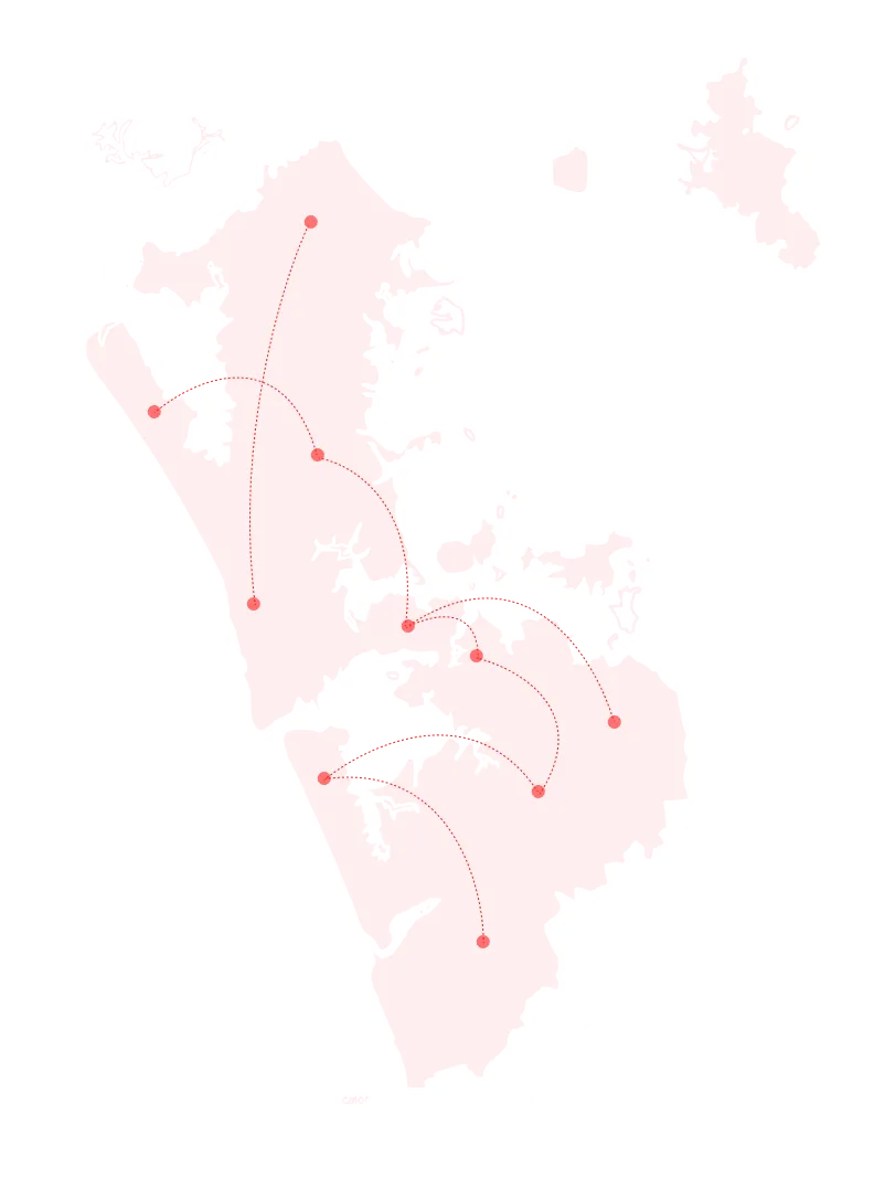 Map of the Auckland region serviced by Supreme Auto Electrix